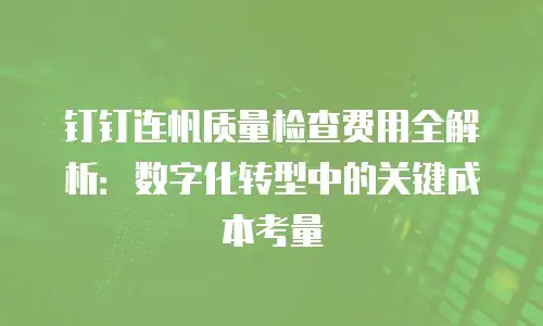 钉钉连帆质量检查费用全解析：数字化转型中的关键成本考量