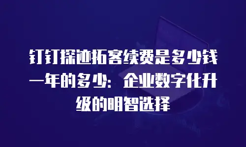 钉钉探迹拓客续费是多少钱一年的多少：企业数字化升级的明智选择
