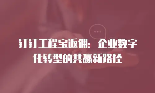 钉钉工程宝返佣：企业数字化转型的共赢新路径