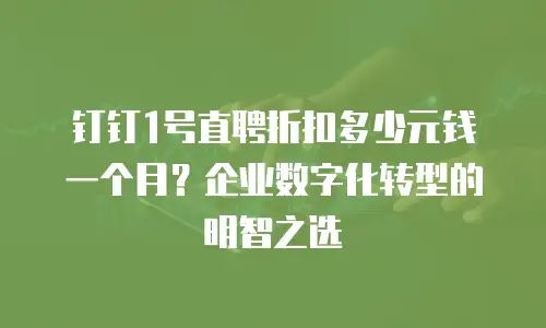 钉钉1号直聘折扣多少元钱一个月？企业数字化转型的明智之选