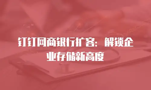 钉钉网商银行扩容：解锁企业存储新高度