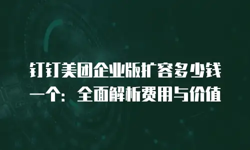 钉钉美团企业版扩容多少钱一个：全面解析费用与价值