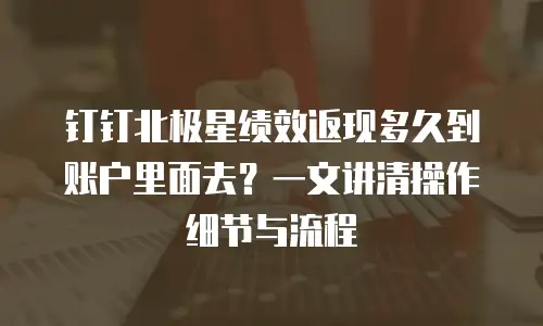 钉钉北极星绩效返现多久到账户里面去？一文讲清操作细节与流程