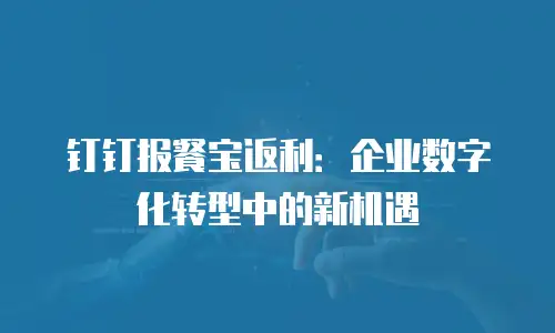 钉钉报餐宝返利：企业数字化转型中的新机遇