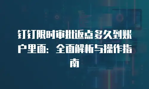 钉钉限时审批返点多久到账户里面：全面解析与操作指南