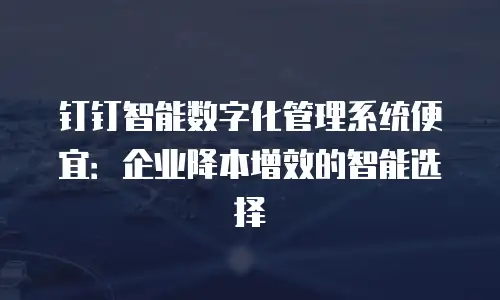 钉钉智能数字化管理系统便宜：企业降本增效的智能选择