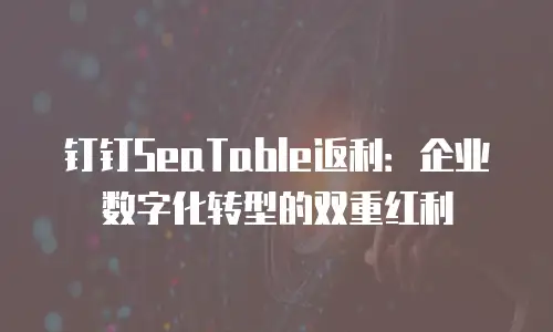 钉钉SeaTable返利：企业数字化转型的双重红利
