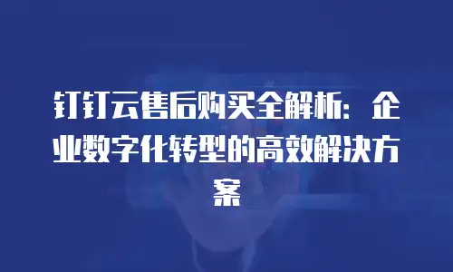 钉钉云售后购买全解析：企业数字化转型的高效解决方案