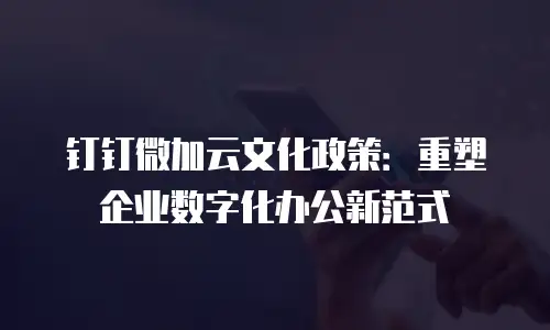钉钉微加云文化政策：重塑企业数字化办公新范式