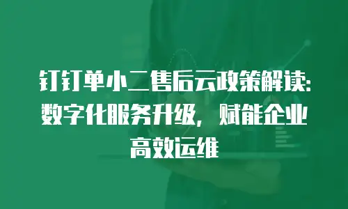 钉钉单小二售后云政策解读：数字化服务升级，赋能企业高效运维