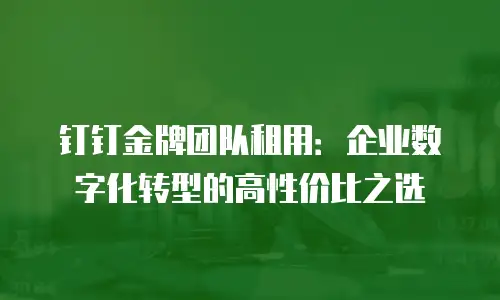 钉钉金牌团队租用：企业数字化转型的高性价比之选
