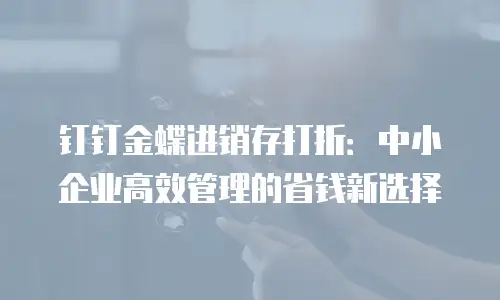 钉钉金蝶进销存打折：中小企业高效管理的省钱新选择