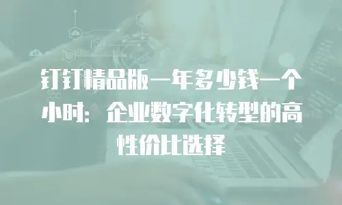 钉钉精品版一年多少钱一个小时：企业数字化转型的高性价比选择