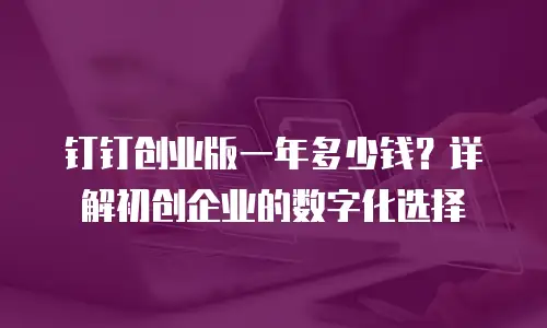 钉钉创业版一年多少钱？详解初创企业的数字化选择