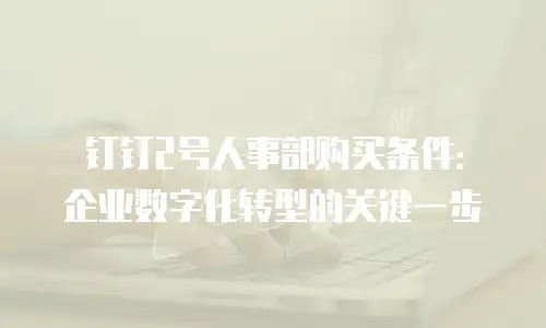 钉钉2号人事部购买条件：企业数字化转型的关键一步