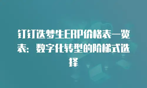 钉钉迭梦生ERP价格表一览表：数字化转型的阶梯式选择