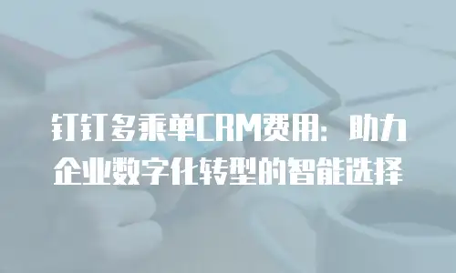钉钉多乘单CRM费用：助力企业数字化转型的智能选择