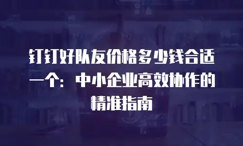 钉钉好队友价格多少钱合适一个：中小企业高效协作的精准指南