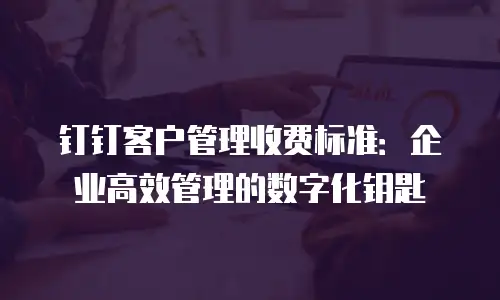 钉钉客户管理收费标准：企业高效管理的数字化钥匙