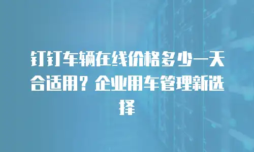 钉钉车辆在线价格多少一天合适用？企业用车管理新选择