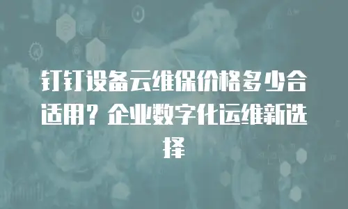 钉钉设备云维保价格多少合适用？企业数字化运维新选择