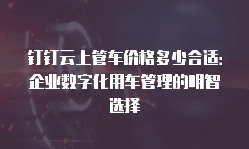 钉钉云上管车价格多少合适：企业数字化用车管理的明智选择