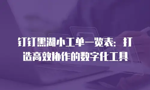 钉钉黑湖小工单一览表：打造高效协作的数字化工具