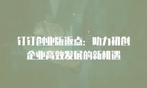 钉钉创业版返点：助力初创企业高效发展的新机遇