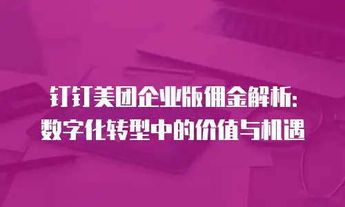 钉钉美团企业版佣金解析：数字化转型中的价值与机遇