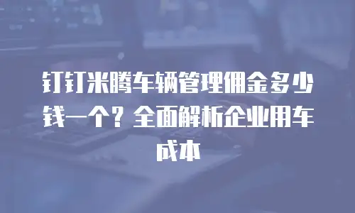 钉钉米腾车辆管理佣金多少钱一个？全面解析企业用车成本