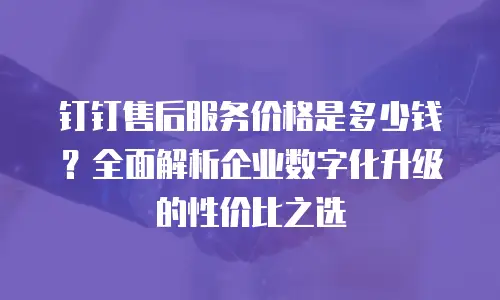 钉钉售后服务价格是多少钱？全面解析企业数字化升级的性价比之选