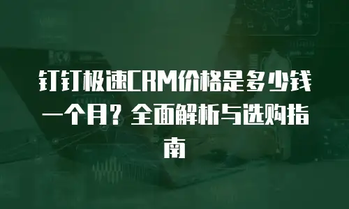 钉钉极速CRM价格是多少钱一个月？全面解析与选购指南
