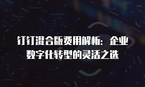 钉钉混合版费用解析：企业数字化转型的灵活之选