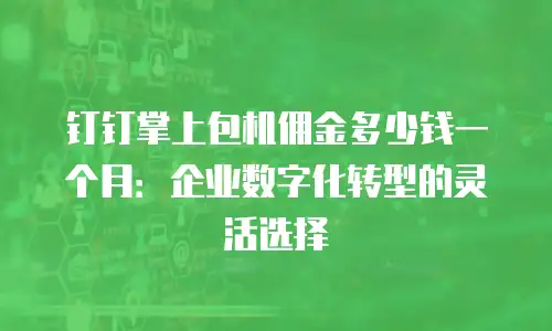 钉钉掌上包机佣金多少钱一个月：企业数字化转型的灵活选择