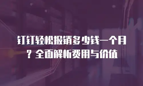 钉钉轻松报销多少钱一个月？全面解析费用与价值