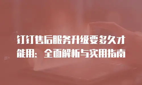 钉钉售后服务升级要多久才能用：全面解析与实用指南