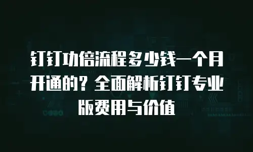 钉钉功倍流程多少钱一个月开通的？全面解析钉钉专业版费用与价值