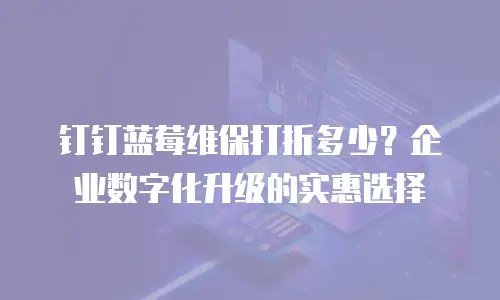 钉钉蓝莓维保打折多少？企业数字化升级的实惠选择