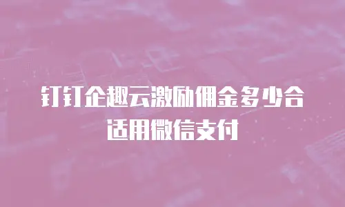 钉钉企趣云激励佣金多少合适用微信支付