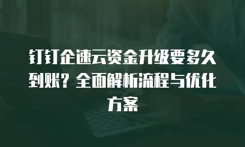 钉钉企速云资金升级要多久到账？全面解析流程与优化方案