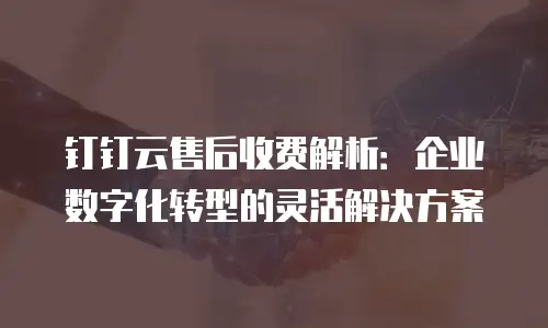 钉钉云售后收费解析：企业数字化转型的灵活解决方案