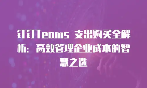 钉钉Teams 支出购买全解析：高效管理企业成本的智慧之选