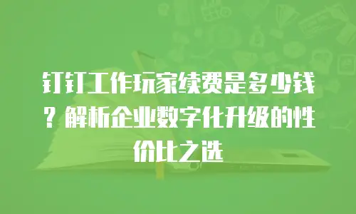 钉钉工作玩家续费是多少钱？解析企业数字化升级的性价比之选