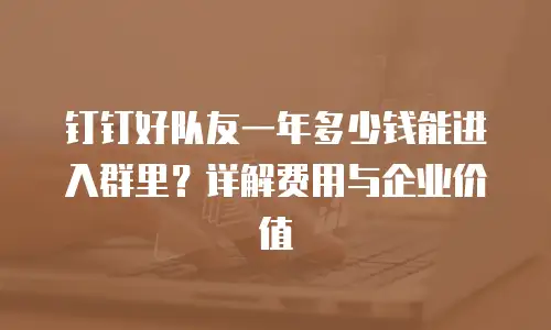 钉钉好队友一年多少钱能进入群里？详解费用与企业价值