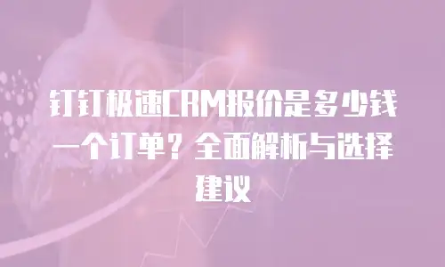 钉钉极速CRM报价是多少钱一个订单？全面解析与选择建议