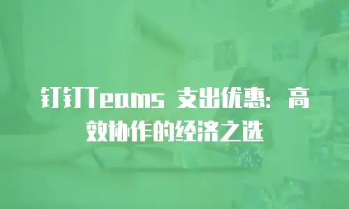 钉钉Teams 支出优惠：高效协作的经济之选