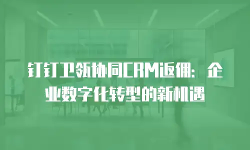 钉钉卫瓴协同CRM返佣：企业数字化转型的新机遇