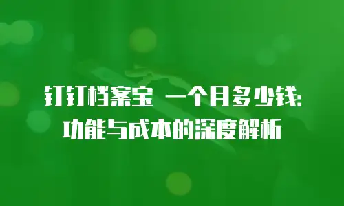 钉钉档案宝 一个月多少钱：功能与成本的深度解析