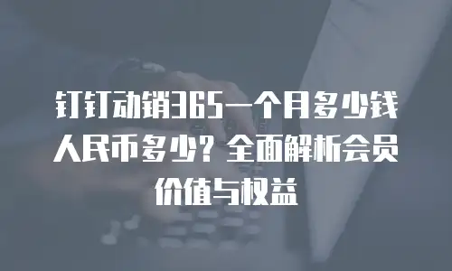 钉钉动销365一个月多少钱人民币多少？全面解析会员价值与权益