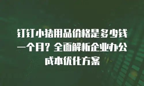 钉钉小猪用品价格是多少钱一个月？全面解析企业办公成本优化方案